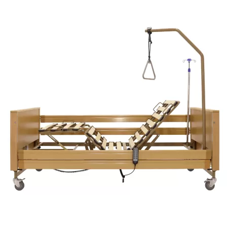 Кровать электрическая MED-MOS YG-1 ЛДСП светлое дерево с деревянными ламелями и регулировкой высоты