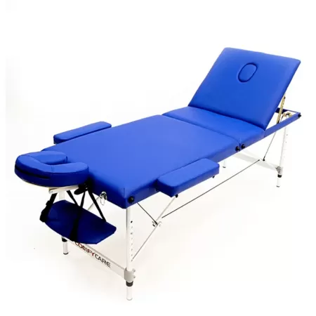 Стол массажный MET Comfort A3, артикул 18464, 3-х секционный складной алюминиевый, синий