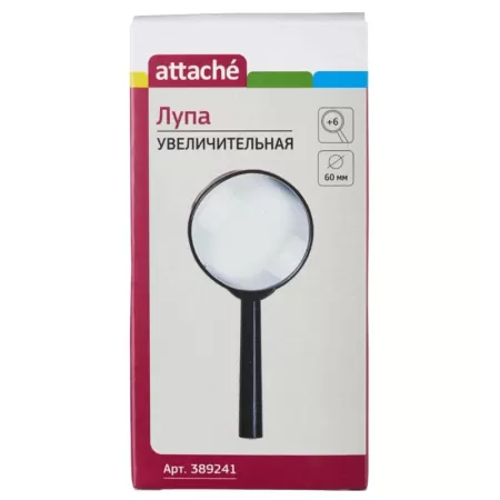 Лупа Attache с ручкой, 6-кратное увеличение,  диаметр 60 мм