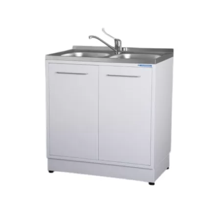 Стол лабораторный с мойкой Белмедматериалы ТМ02 (оцинкованный металл)