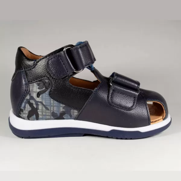 Сандалии ортопедические детские TWIKI TW-234-2 кожаные с закрытым носом цвет синий комбинированный 