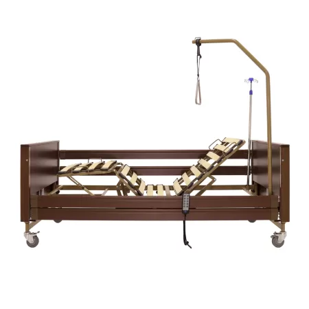 Кровать электрическая MED-MOS YG-1 ЛДСП коричневый с деревянными ламелями и регулировкой высоты