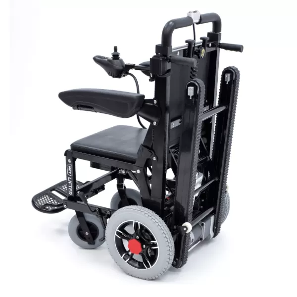 Кресло-коляска с электроприводом и лестничным подъемником MET LIFTER 2, артикул 21095, ширина сиденья 41 см, колеса пневматические