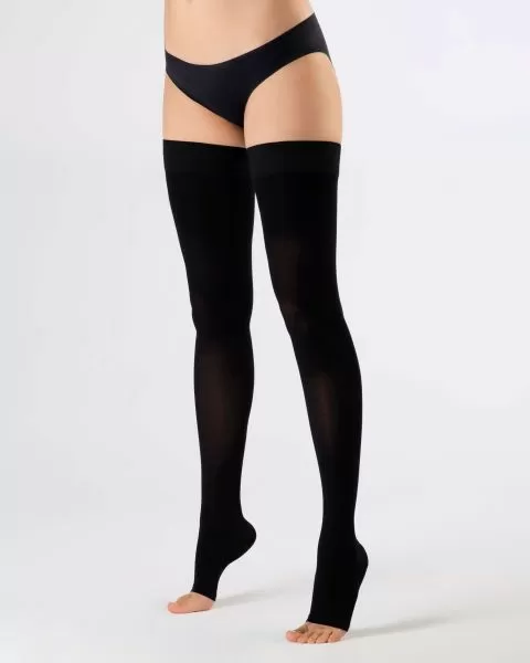 Чулки компрессионные OFA BAMBERG Classic унисекс 1 класс компрессии с открытым носком и гладкой резинкой цвет черные 