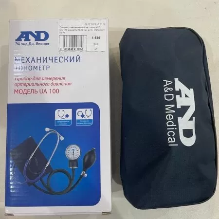 Тонометр механический на плечо AND UA-100 c манжетой 22-32 см и встроенным стетоскопом б/у %