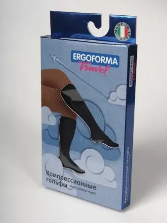 Гольфы компрессионные Ergoforma Travel 341 для путешествий унисекс 1 класс компрессии с закрытым носком черные 