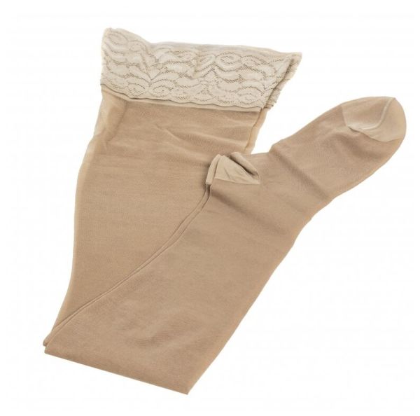 Чулки компрессионные Ergoforma 221 женские 2 класс компрессии с закрытым носком и кружевной резинкой полупрозрачные телесные 